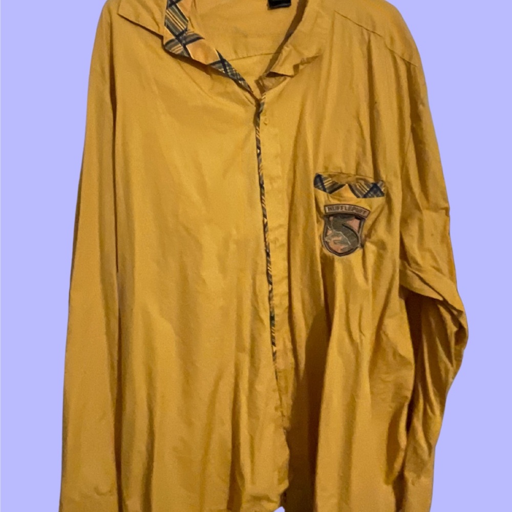 Hufflepuff Button Down Shirt with Plaid Detail